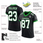 Maglia da football autentica nera e verde personalizzata, maglia bianca-erba Maglia da football autentica nera e verde personalizzata, maglia bianca-erba
