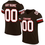 Maglia da calcio bianca e rossa autentica in mesh personalizzata marrone Maglia da calcio bianca e rossa autentica in mesh personalizzata marrone