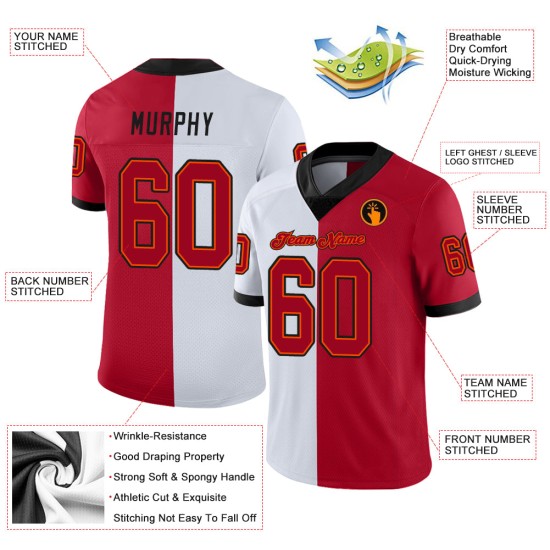 Maglia da football personalizzata in maglia rossa e bianca divisa Maglia da football personalizzata in maglia rossa e bianca divisa