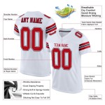 Maglia da calcio bianca a rete personalizzata autentica rosso-blu Maglia da calcio bianca a rete personalizzata autentica rosso-blu