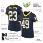 Maglia da football autentica personalizzata in maglia bianca e oro, stile retrò, blu navy Maglia da football autentica personalizzata in maglia bianca e oro, stile retrò, blu navy