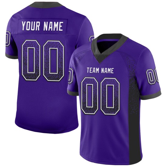 Maglia da calcio personalizzata in maglia nera e bianca Drift Purple Maglia da calcio personalizzata in maglia nera e bianca Drift Purple