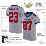 Maglia da calcio personalizzata autentica in mesh rosso-grigio reale Maglia da calcio personalizzata autentica in mesh rosso-grigio reale