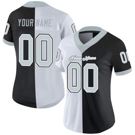 Maglia da calcio personalizzata nera alla moda, maglia da football divisa argento-bianco Maglia da calcio personalizzata nera alla moda, maglia da football divisa argento-bianco