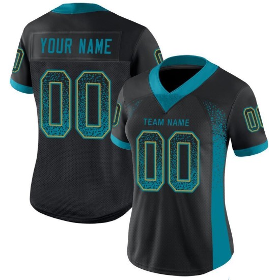 Maglia da football personalizzata nera, moda, verde acqua e oro Old Drift