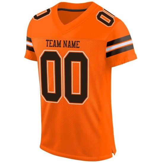 Maglia da calcio arancione personalizzata, maglia autentica marrone-bianca Maglia da calcio arancione personalizzata, maglia autentica marrone-bianca