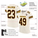 Maglia da football autentica color crema marrone-oro personalizzata in mesh Maglia da football autentica color crema marrone-oro personalizzata in mesh